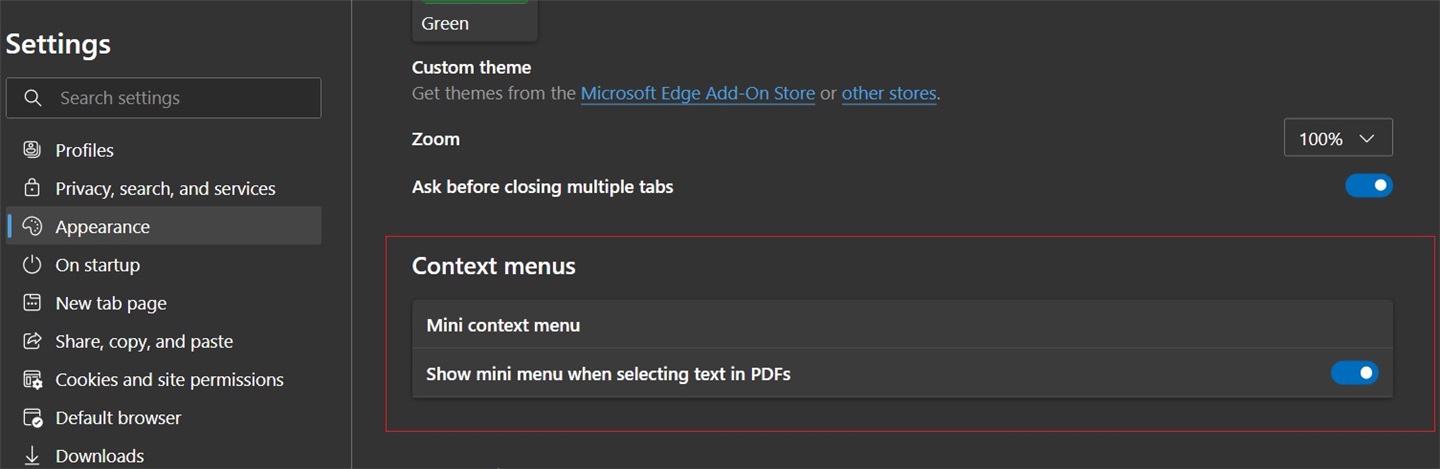 微软 Edge 浏览器将迎来新的迷你右键菜单